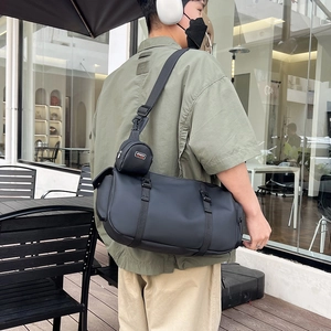 Waterproof PU Film Cylindrical Fitness Bag For Men Women Dry Wet Separation Duffel Bag With Mini Pouch Techwear Travel Bag