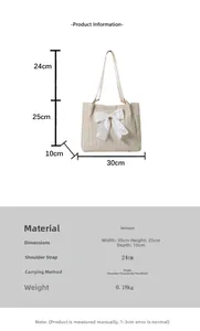 Tableau des tailles détaillé pour sac cabas en paille avec nœud, 30x25x10cm