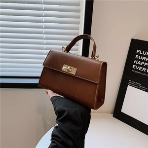 Fashion PU Leather Small Square Crossbody Bag For Women Summer Street Style Shoulder Handbag With Metal Lock Decorative Stitching