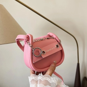 Trendige Damen PU Leder Mini Satteltasche Street Style Kettendekor Kleine Schulter Umhängetasche Mode Lässige Geldbörse