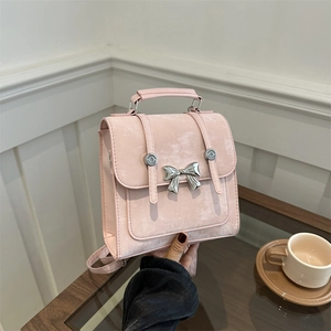 Korean Style Women PU Leather Small Butterfly Backpack Mini Handbag Elegant Crossbody Shoulder Bag Versatile Daily Casual Purse