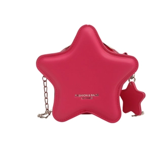 Sac bandoulière en forme d'étoile en similicuir fuchsia avec chaîne argentée