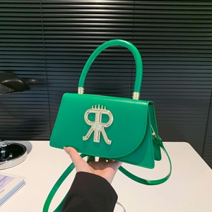 Petit Sac Carré en Cuir PU pour Femmes Sac à Épaule Tendance Avec Logo R en Métal Sac à Main à Poignée Supérieure