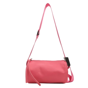 Borsa sottobraccio cilindrica rosa minimalista con tracolla regolabile e cerniera superiore