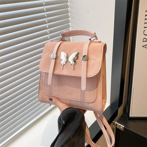 Fashion PU Leather Mini Butterfly Backpack For Women New Vintage Square Shoulder Crossbody Bag Sweet Girls Casual Travel Bag