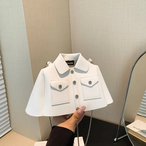 Borsa a Spalla Creativa a Forma di Giacca Donna in Pelle PU Moda Cuciture a Vista Dettaglio Catena di Metallo Borsa a Tracolla