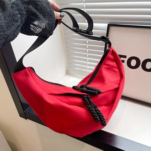 Borsa a Spalla Crescent in Nylon da Donna a Grande Capacità Borsa a Tracolla Dumpling Casual Tinta Unita per Studenti