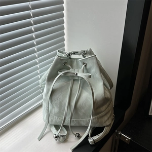 Sac Seau en Cuir PU Plissé Élégant pour Femmes Sac à Épaule Minimaliste à Cordon Avec Doubles Bretelles Réglables Main à la Mode