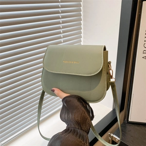 Trendy PU Leather Small Square Shoulder Bag For Women Solid Color Flap Crossbody Bag With Adjustable Strap Gold Letters