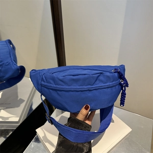 Women Casual Canvas Chest Bag Streetwear Lightweight Waist Pack With Woven Zipper Puller Adjustable Strap Fanny Pack For Outdoor Daily