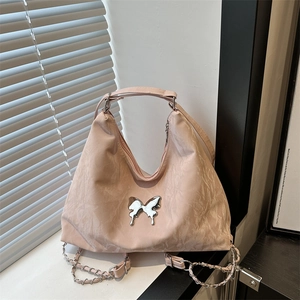 Sac Sous le Bras Plissé Papillon Y2K pour Femmes Sac à Épaule Grande Capacité avec Bandoulière Chaîne Sac Fourre-tout Hobo