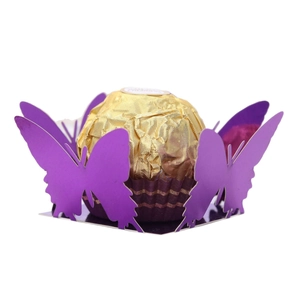 Purple butterfly chocolate gift box with metallic finish for festive party favors