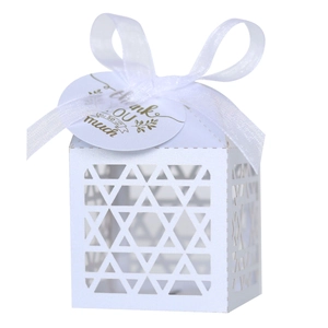 Boîtes de Faveur Étoile de David Coupées au Laser Avec Ruban Boîtes à Bonbons en Papier Creux pour Hanoucca Mariage Juif Fête