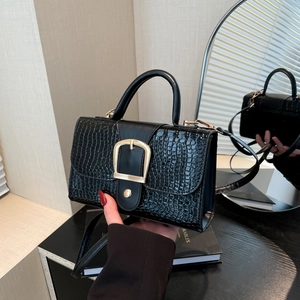 Women Crocodile Pattern Shoulder Bag Retro PU Leather Handbag With Mini Pouch Gold Buckle Square Crossbody Bag Fashion Gift