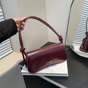 Trendy Solid Color PU Leather Underarm Shoulder Bag For Women Fashion Simple Knotted Strap Small Square Crossbody Bag Daily