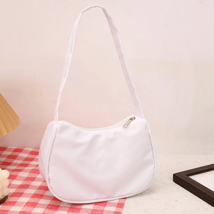 Women's Minimalist Nylon Underarm Bag Korean Style Crescent Shoulder Bag Solid Color Daily Commuting Handbag For Women