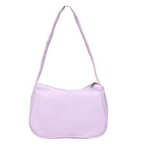 Minimalist lavender purple crescent underarm bag with smooth finish and silver zipper