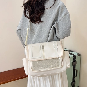 Sac ita bag japonais blanc avec fenêtre transparente pour badges et bandoulière large