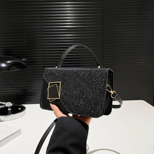 Sac Bandoulière pour Femmes en Cuir PU Pailleté Sac à Main Carré Petit Format avec Boucle en Métal pour Fête et Quotidien
