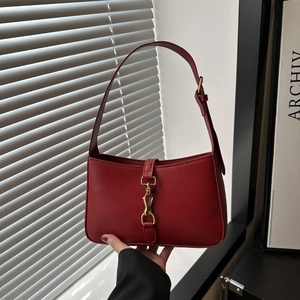 Sac Sous le Bras en Cuir PU Vintage pour Femmes Sac à Épaule avec Boucle à Crochet en Or Rétro Style Coréen Petit Sac Carré