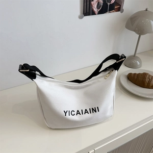 Sac Bandoulière en Toile Minimaliste pour Femmes Hommes Impression Lettres Large Bandoulière Sac Hobo Décontracté Polyvalent