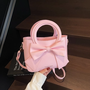 Women's Stylish PU Leather Bowknot Handbag Fashionable Versatile Crossbody Bag Sweet Commuter Shoulder Bag For Lady Office