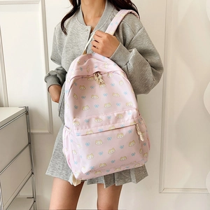 Zaino rosa con simpatici motivi di gatti, grande capacità in stile collegiale alla moda