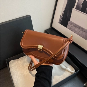 Minimalist PU Leather Small Square Crossbody Bag For Women 2025 Fashion Flap Shoulder Bag With Knotted Strap Metal Lock