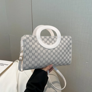 Retro Niche Design PU Letter Monogram Small Square Handbag For Women 2025 Spring Summer Korean Commuter Crossbody Bag With Circular Handle