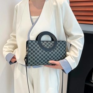 Vintage green pattern square handbag with round handle for women fashion crossbody style