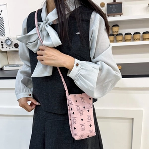 Mini sac seau bandoulière rose avec imprimé ours mignon pour usage quotidien