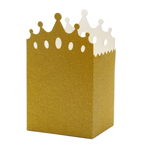 Golden glitter crown favor box with hollow-out design for wedding and party decorations