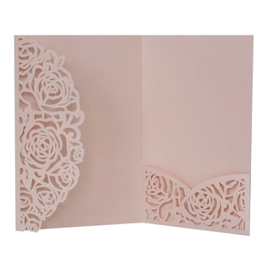 Copertura per Inviti Svuotata con Fiori di Rosa Tagliati al Laser Carta Künstliche Perlescente Tasca per Inviti di Nozze Per Cerimonia