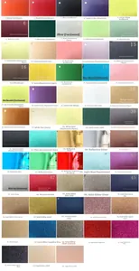 Detailed catalog showing 58 colors of 250g pearlescent and glitter cardstock samples