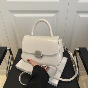 Women Minimalist PU Leather Small Square Bag 2025 New Fashion High End Commuting Handbag Single Shoulder Crossbody Bag With Metal Buckle