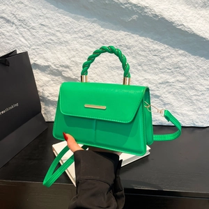 Borsa a Tracolla da Donna in Pelle PU Casual Con Manico Intrecciato Decorazione in Metallo Borsa Quadrata Moda Pendolare