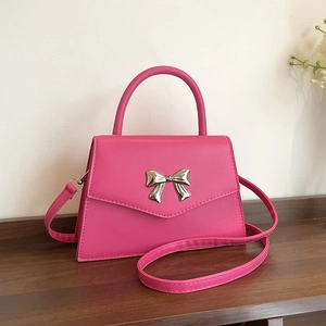 Women Fashion PU Leather Bow Handbag Sweet Trapezoid Crossbody Bag Casual Single Shoulder Bag 2025 Summer Small Square Bag
