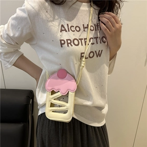 Summer cherry cake crossbody bag with hollow design and pink cream top for women