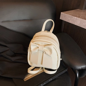 Korean Style Sweet Bow Knot Mini Backpack For Women Durable PU Leather Lightweight Fashion Daypack Travel Outdoor Bag