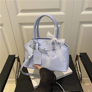 Sac Coquillage en Cuir PU Rétro pour Femmes Nœud en Dentelle Sac Bandoulière Vintage Sac à Main Chic Quotidien Décontracté Sacoche