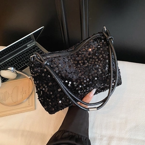 Borsa a Tracolla con Paillettes da Donna Vintage Minimalista Urbana PU Paillettes Borsa da Sottobraccio Moda Glitter Clutch per Festa Donna