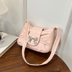 Sac à Bandoulière Plissé avec Nœud Papillon pour Femmes en Cuir PU Sac sous le Bras Mode Élégant Boucle Papillon Petit Sac Carré