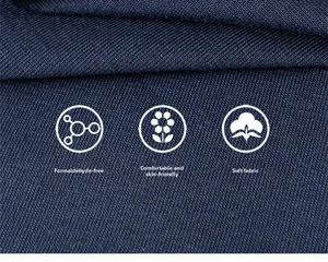 Detailed macro view of soft dark blue cotton fabric with skin-friendly texture