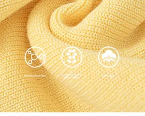 Detail of yellow ribbed knit fabric showing soft texture and elastic weave on girl's top