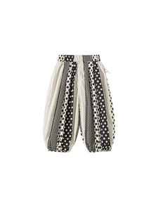 Kids breathable summer harem pants featuring stylish black and white polka dot patterns