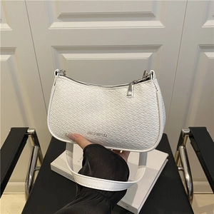 Women Minimalist PU Leather Underarm Bag Fashion Woven Texture Crocodile Pattern Small Square Shoulder Bag Daily Purse