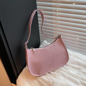 Rhinestone Sparkling Hobo Shoulder Bag For Women PU Leather Luxury Underarm Handbag Large Capacity Crossbody Purse For Party Daily