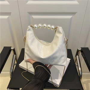 Sac Bandoulière Femme Avec Poignée en Künstliche Perle Cuir PU Motif Serpent Chaîne en Métal Élégant Petit Sac Carré pour Fête Quotidien
