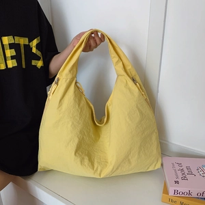 Grand Sac à Épaule Hobo en Tissu pour Femmes Mode Couleur Unie Urbain Simple Sac d'Aisselle Avec Fermeture Éclair Sac Tote