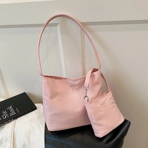 Set di Borse a Tracolla in Nylon da Donna Minimalista Borsa Sottobraccio alla Moda Con Tasca Piccola Borsa a Secchiello